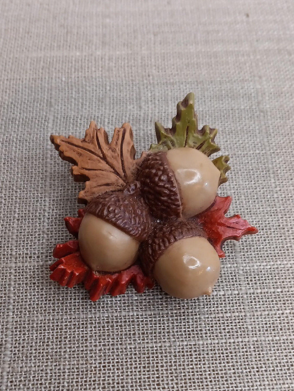 Hallmark Brown and Red Acorn Cluster Plastic Pin Vintage 1980s